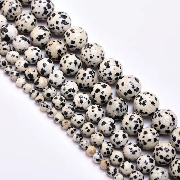 40-15 pièces/sac 4mm/6mm/8mm/10mm/12mm pierre naturelle ronde en vrac perle de jaspe dalmatien pour la fabrication de bijoux bracelet à bricoler soi-même