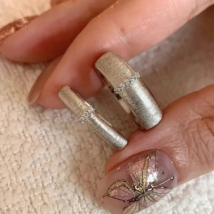 Bague Vintage en métal brossé mat pour femmes et filles