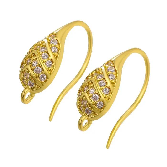 Juya boucles d'oreilles crochet cuivre avec Zircon or boucle d'oreille accessoires pour la fabrication de bijoux à la