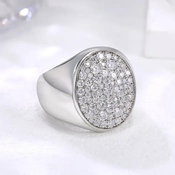 Bague moissanite complète en diamant Hip-hop pour hommes/femmes