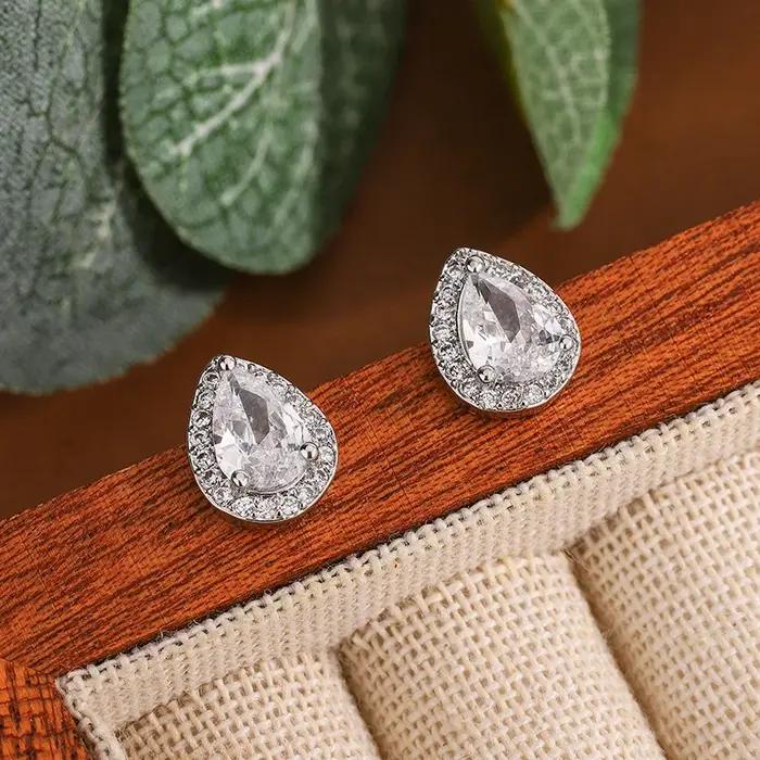 Boucles d'oreilles simples plaquées argent 925 pour femmes