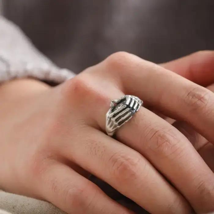 Bague ouverte gothique rétro pour hommes et femmes