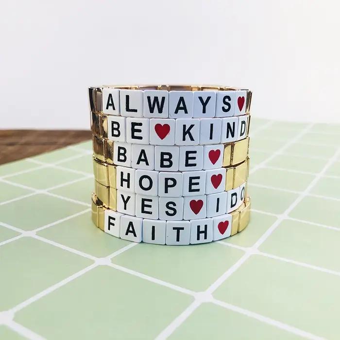 Bracelet élastique en émail couleur or pour maman