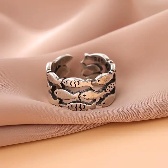 Bague poisson mignon en argent sterling 925 pour femmes, bijou animal de compagnie moderne et original, cadeau d'anniversaire, bijou à la mode pour occasions spéciales
