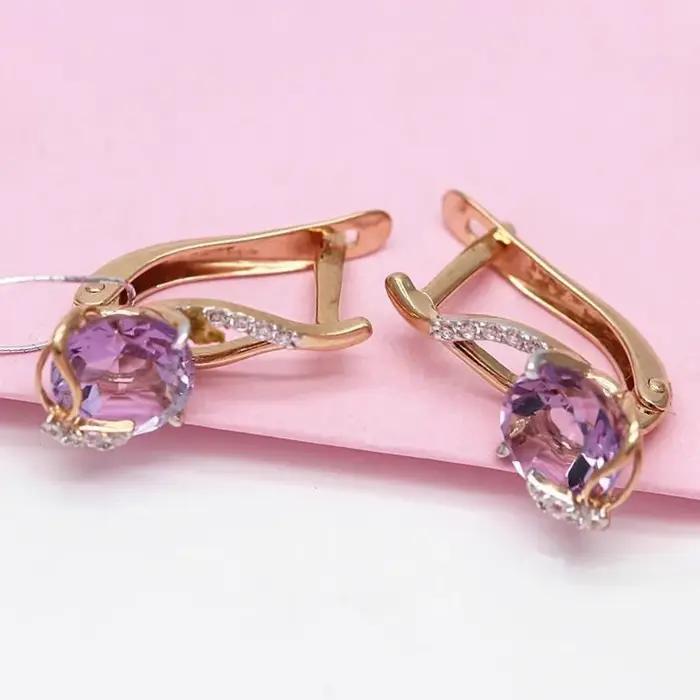 Boucles d'oreilles plaquées or rose 14 carats pour femmes, style classique, élégantes et brillantes, idéales pour les mariages et les occasions formelles