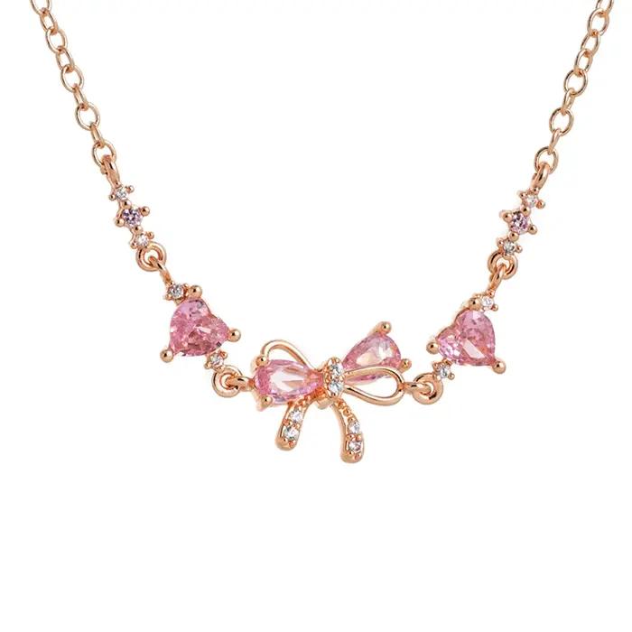 Bracelet mignon et élégant style INS, bracelet en zircon en forme de nœud, bracelet pour femmes en c