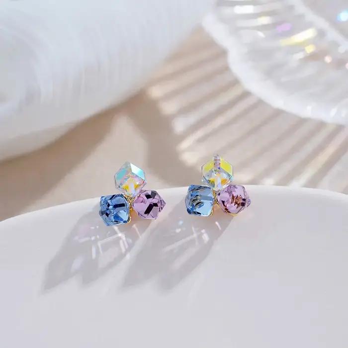 Boucles d'Oreilles Délicates en Clip, Boîte Géométrique, Élégantes, pour Femme
