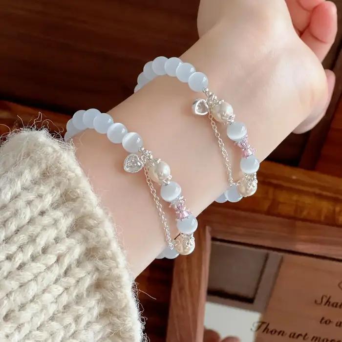 Bracelet perlé en opalite 2026 – Bijou minimaliste et élégant pour femme
