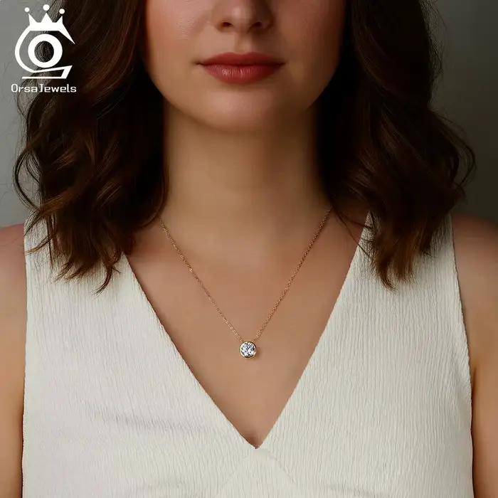 ORSA JEWELS – collier élégant en diamant Moissanite de couleur D pour femmes