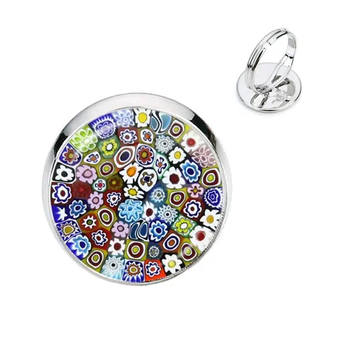 Bague Ajustable en forme de fleur multicolore pour homme et femme