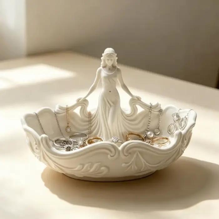 Plateau de rangement élégant pour bijoux, plateau de bureau simple en forme de statue, plateau de décoration pour entrée, plateau de bureau à domicile