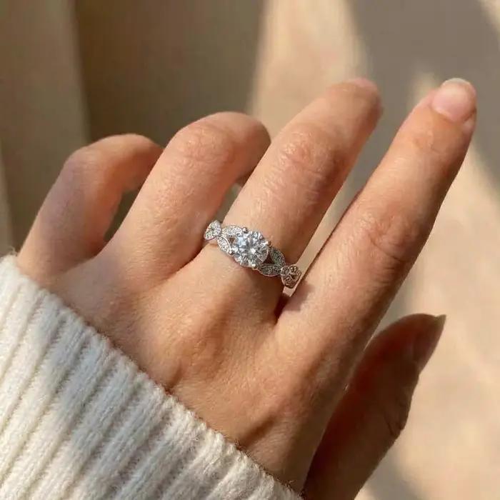 Bague en argent sterling 925 avec zircone pour femme