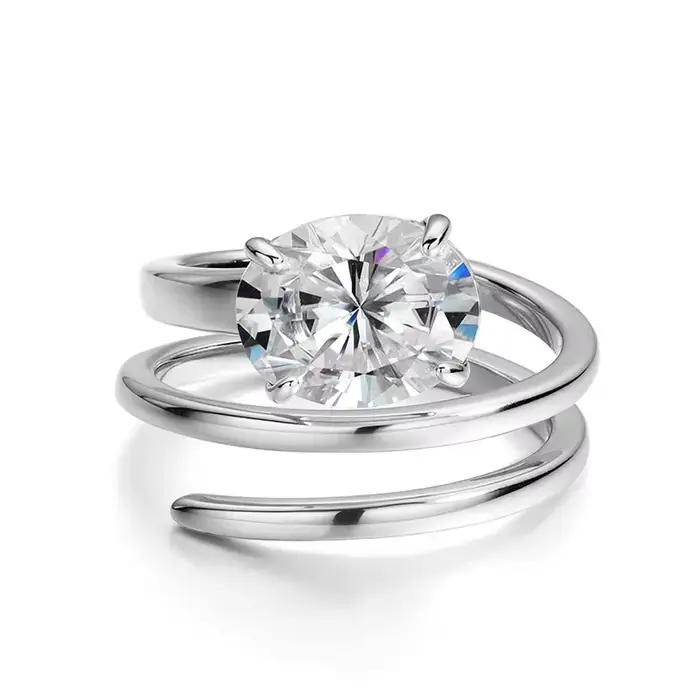 Smyoue 1CT-3CT certifié 14K plaqué Moissanite Solitaire bague femmes laboratoire de mariage diamant