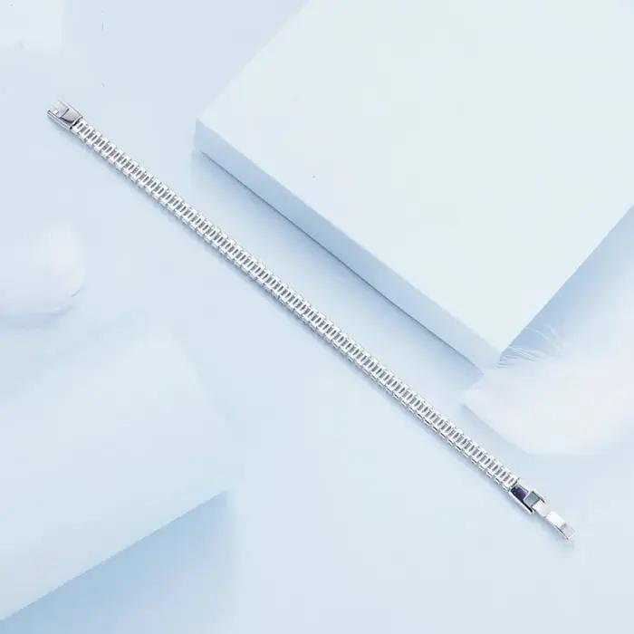 Buyee 925 Bracelet femme en argent Sterling pour femmes cristal blanc mode mariage bijoux fins Bracelets cadeau