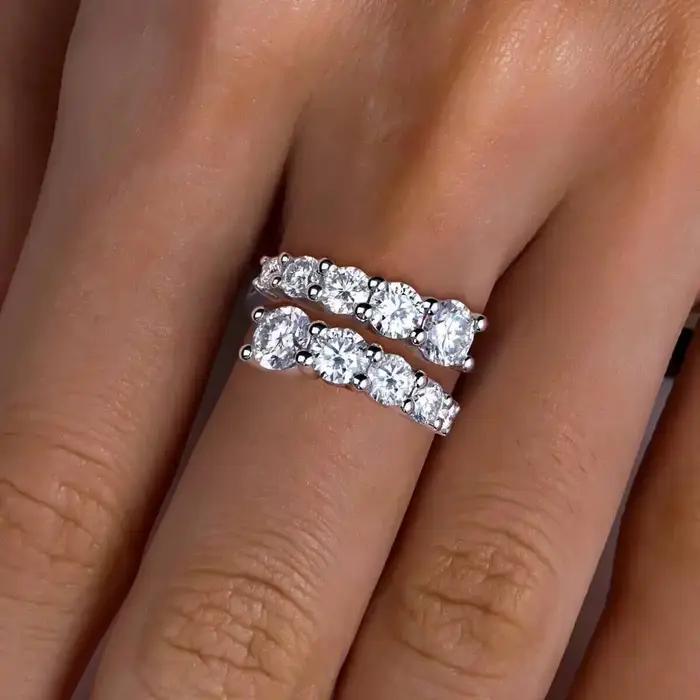 Bagues en Moissanite avec 10 Pierres pour Femme