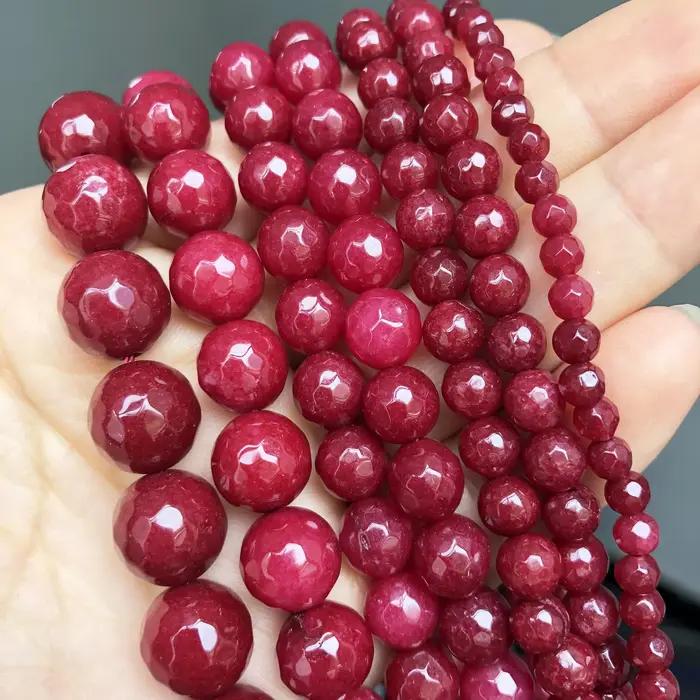 Perles de jade et de calcédoine bleu foncé en pierre naturelle pour la création de bijoux DIY et bracelets à breloques occasions spéciales femmes