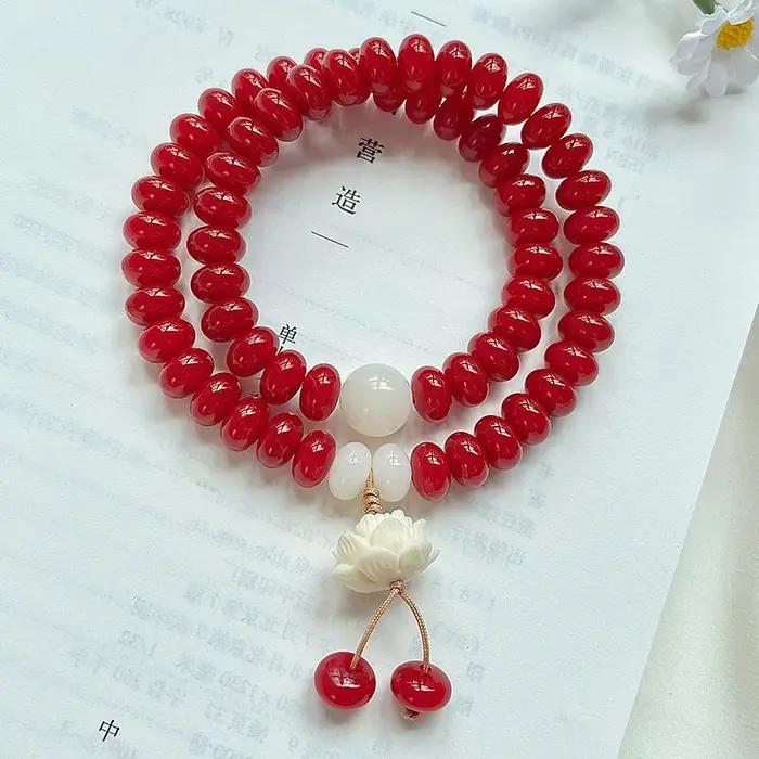 Bracelet Bodhi rouge chinois pour hommes et femmes
