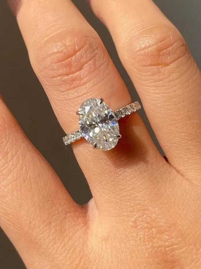 Bague ovale brillante en argent Sterling 925 pour femmes