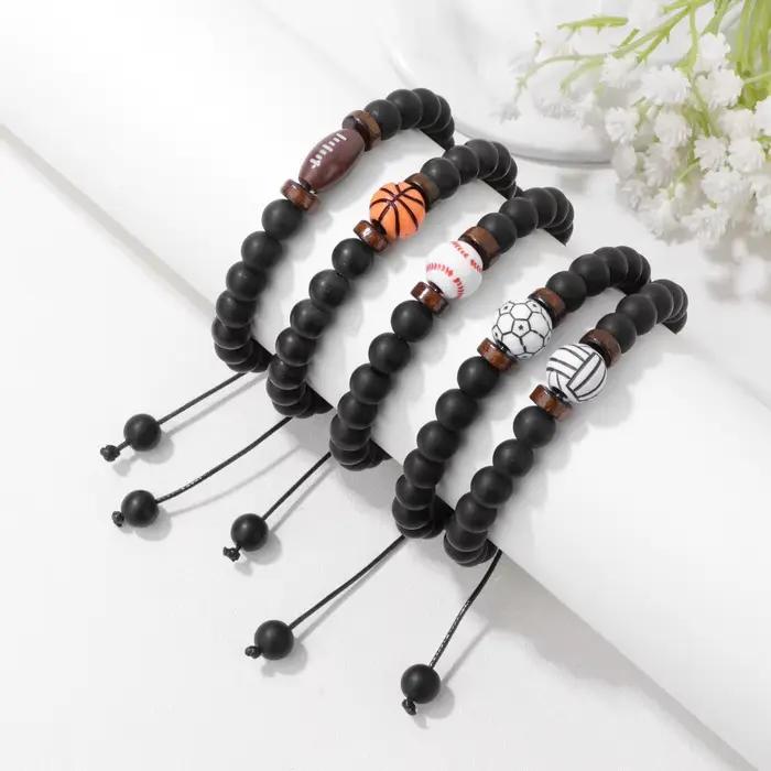 Nouveau Bracelet tissé à la main pour hommes, réglable, basket-ball, Baseball, volley-ball, Rugby, sport, Yoga, méditation, guérison