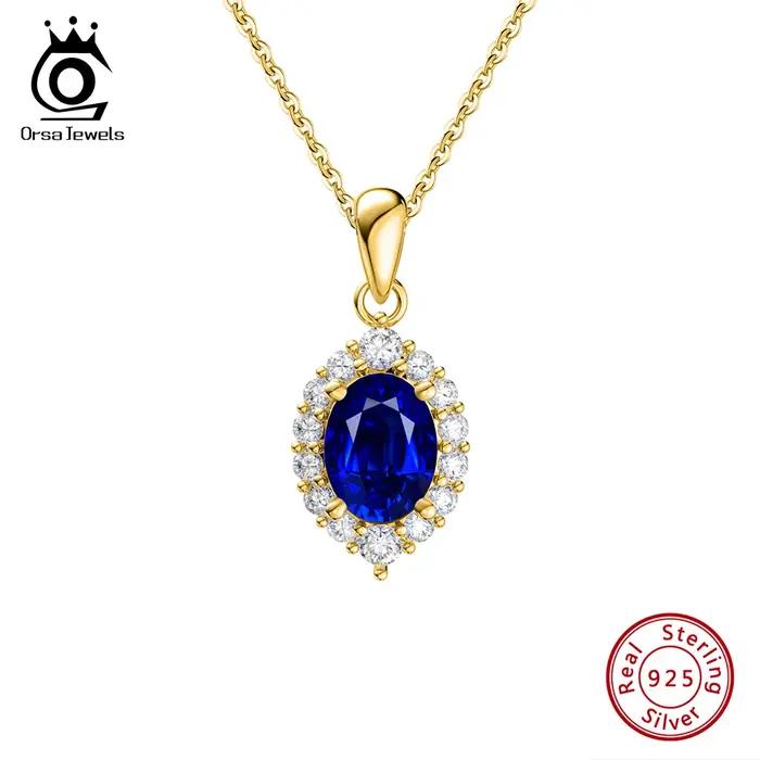 Collier pendentif saphir en argent ORSA JEWELS pour femme, bijou professionnel et occasionnelle, cadeau pour anniversaire, mariage, carrière et soirée