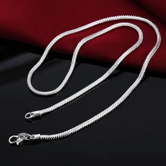 Collier chaîne serpent solide couleur argent 45-60cm