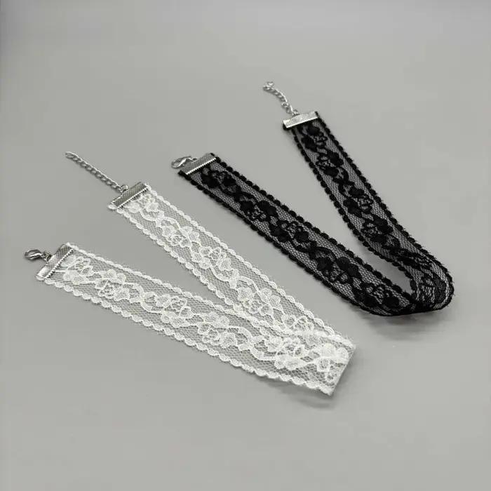 Punk Sexy dentelle fleur collier pour femmes filles Vintage noir blanc