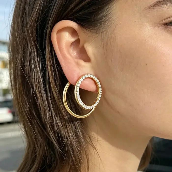 Boucles d'oreilles circulaires délicates en Zircon pour femmes