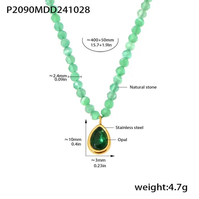 Magnifique collier en pierres naturelles vertes pour femmes