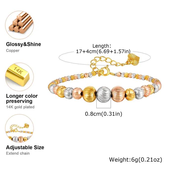 Bracelet de perles de luxe à texture tricolore pour femmes