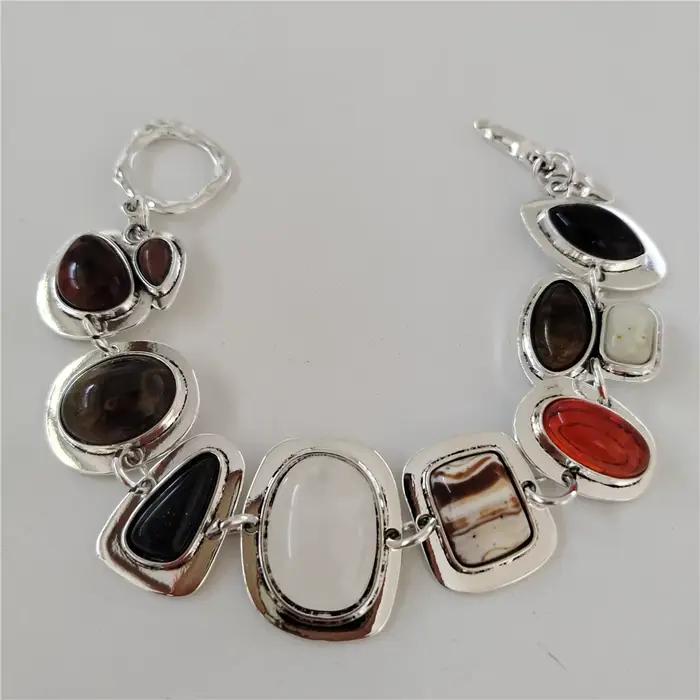 Bracelets vintage indiens résine style bohème ethnique maillons métalliques plaqués or argent bracelets breloques bijoux femmes occasions spéciales