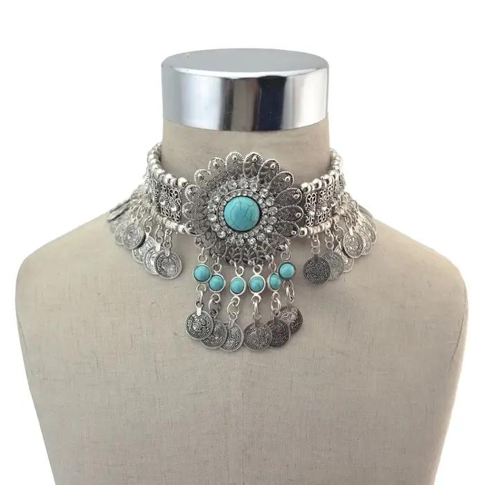 Collier Gypsy Boho en pierres précieuses et semi-précieuses style bohème indien pour femmes occasions spéciales anniversaires mariages et cadeaux d'anniversaire