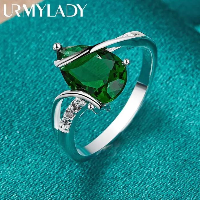 URMYLADY 925 argent Sterling goutte d'eau Turquoise 7-10 # Bague pour femmes