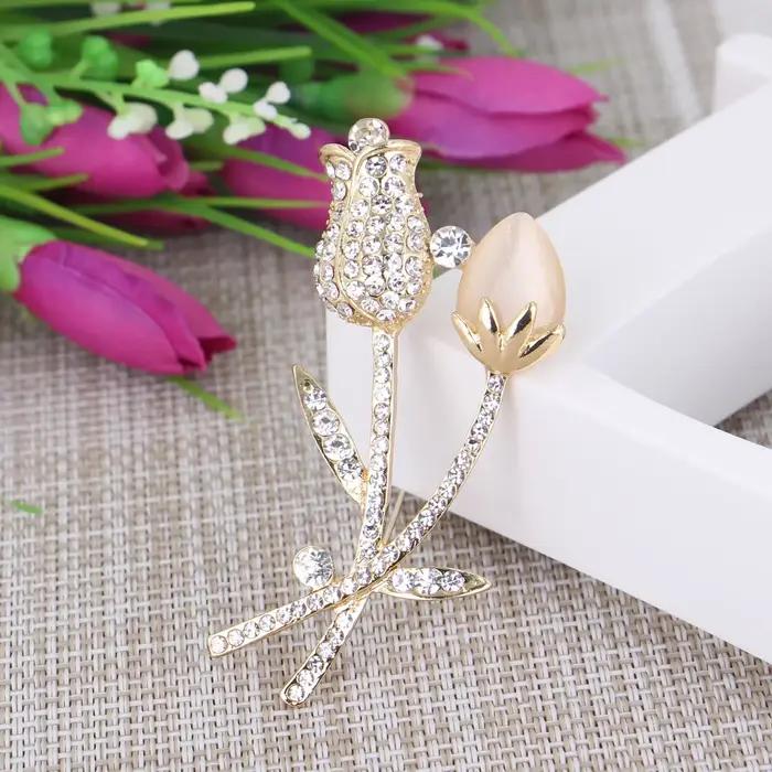 Broche œil de chat en cristal de haute qualité, grande broche classique incrustée de diamants pour robe de mariée, fleur, 3 pièces/sac
