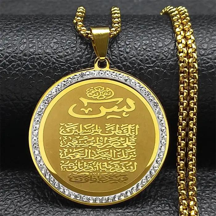 Collier de Médailles de Projecan Arabe en Acier Inoxydable pour Homme et Femme