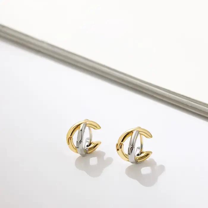 Boucles d'oreilles créoles crd'appareils-cross en métal doré pour femmes