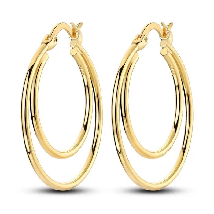 Boucles d'oreilles en argent sterling 925 dorées pour femmes
