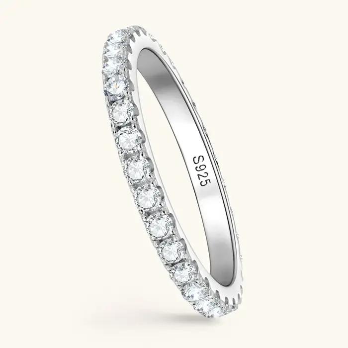 BJXMOSO – bague en moissanite complète en argent sterling S925 pour femmes