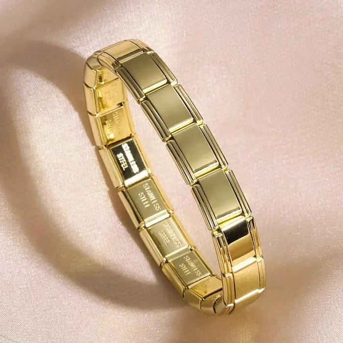 Jardme – Bracelet élastique italien en acier inoxydable pour femmes et hommes