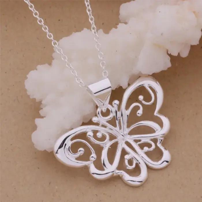 Collier pendentif papillon en argent sterling 925 pour femmes