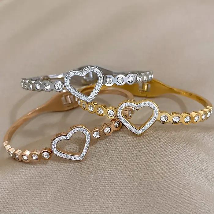 Bracelet assorti d'amour Femme Luxe strass coeur