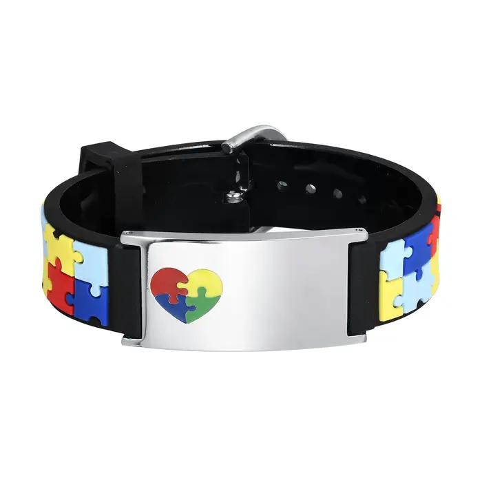 Bracelet d'autisme personnalisé pour petite fille, Bracelet en silicone réglable avec identification