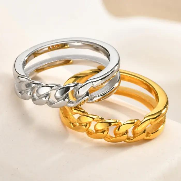 Bague chaîne pour femme en acier inoxydable