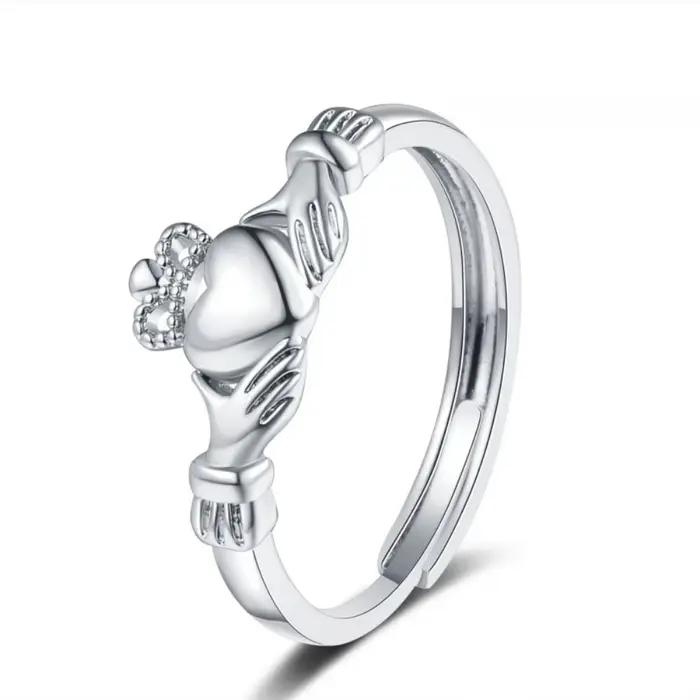 Bague ouverte Claddagh réglable en 3 couleurs