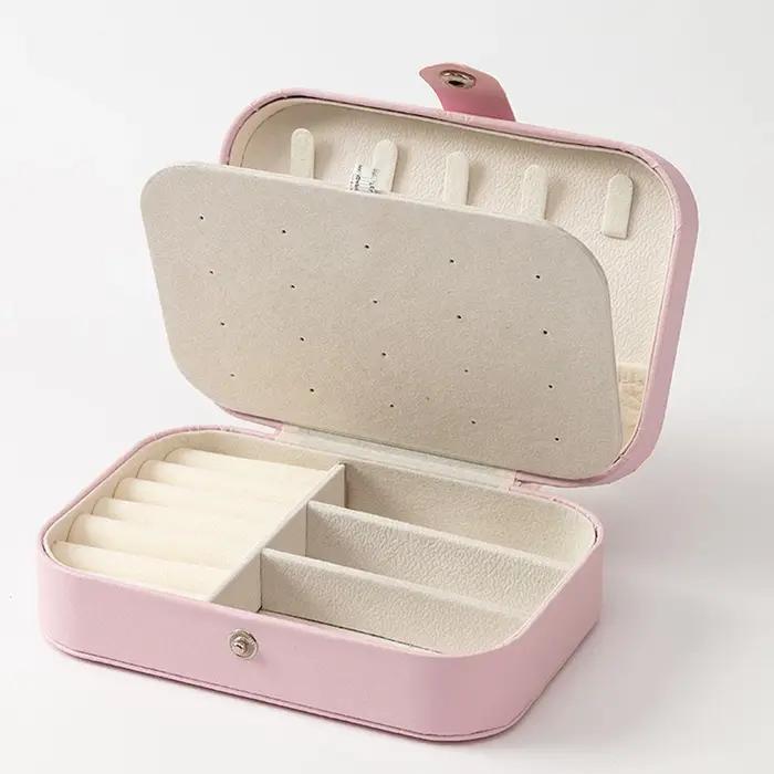 Boîte à bijoux portable en cuir PU - Organisateur multi-compartiments doublé de velours pour bagues