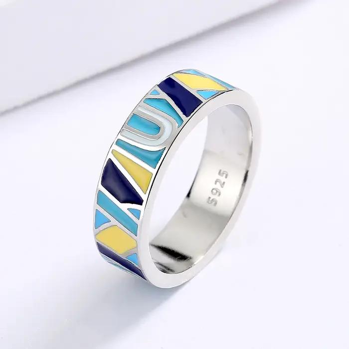Bague Classique Simple en Émail pour Femme