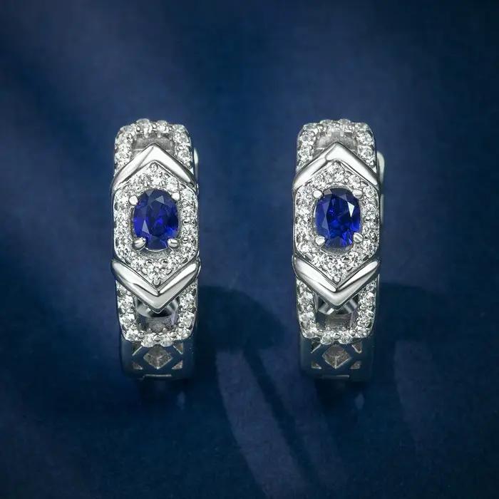 WUIHA Vintage 925 en argent Sterling laboratoire saphir émeraude rubis diamants à haute teneur en ca