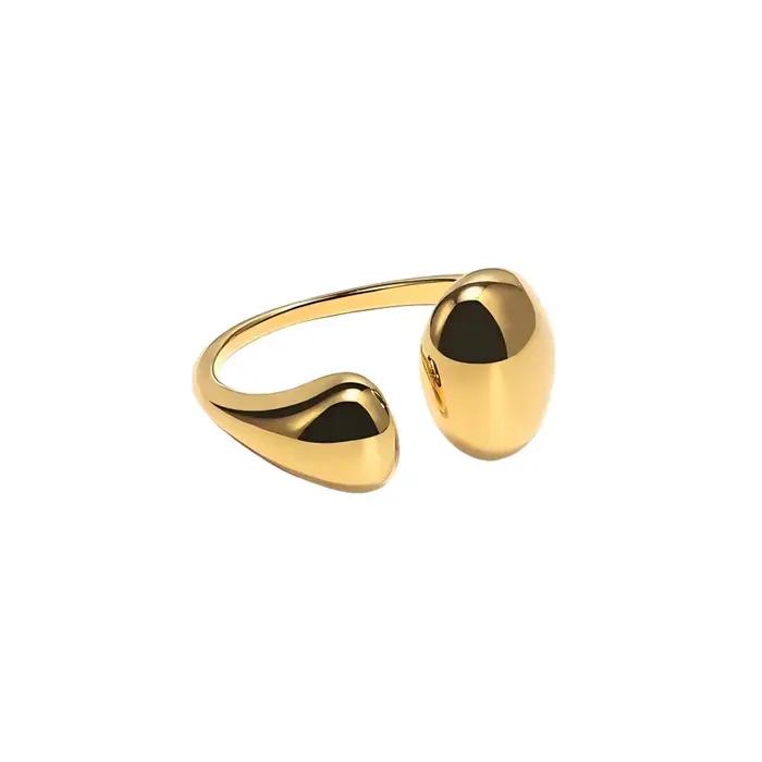 Bague ouverte réglable en acier inoxydable pour femmes