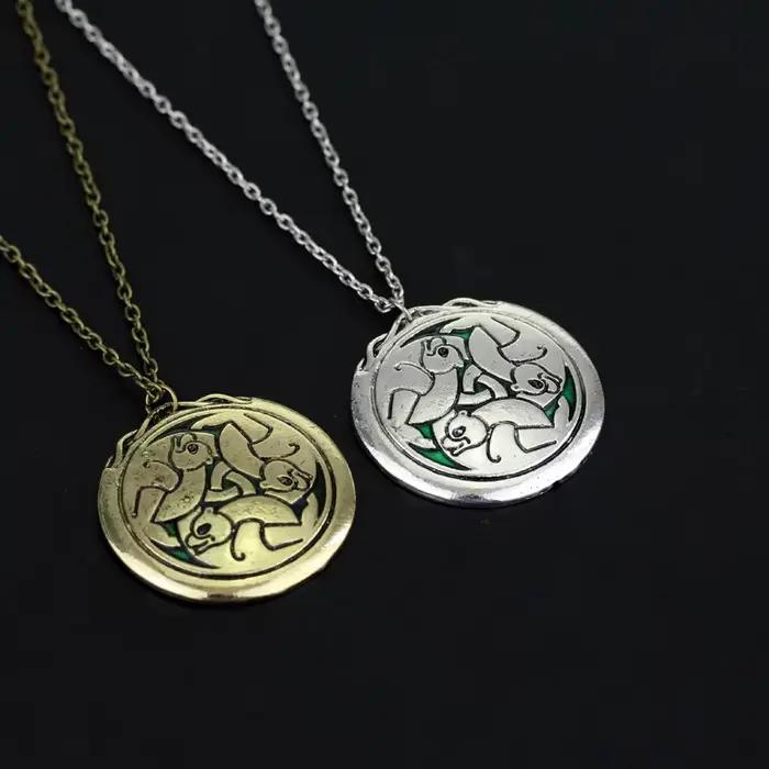Collier empilable trois ours-pendentif rond de forêt