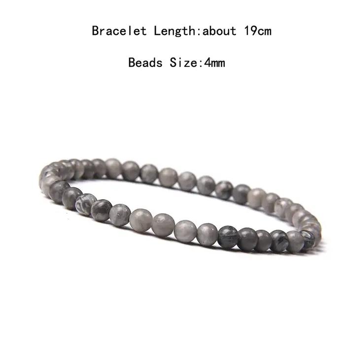 Bracelet de perles en pierre naturelle d'agate de Quartz de 4mm
