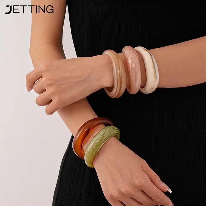 Bracelet manchette bohème en acrylique géométrique pour femme 2024